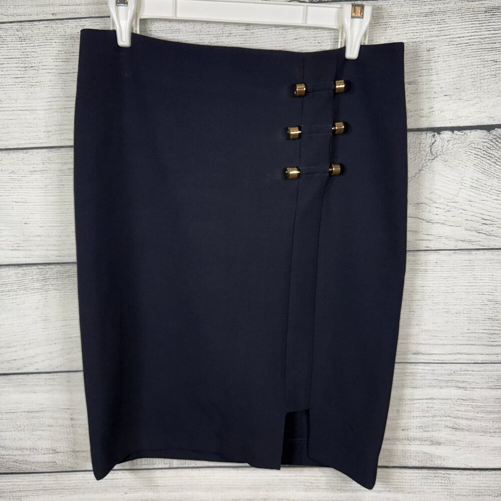Versace Collection Vintage Business Navy Wool Skirt Size 6